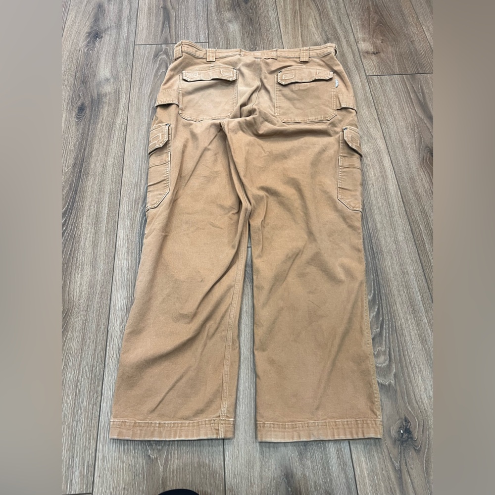 Duluth Trading Co Camel Flex Fire Hose Relaxed Fit Work Cargo Pants 42x32 - Picture 3 of 6